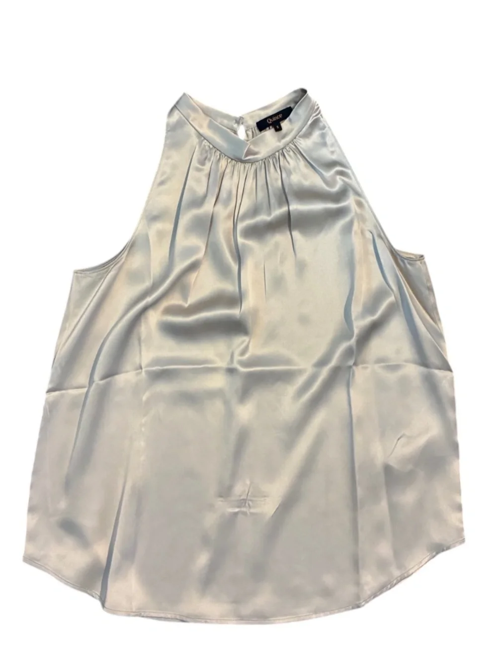 Quince 100% Washable Silk Halter Top - Champagne - Small - Picture 2 of 4